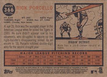 2011 Topps Heritage #366 Rick Porcello Back