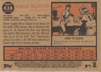 2011 Topps Heritage #438 Shaun Marcum Back