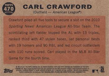 2011 Topps Heritage #470 Carl Crawford Back