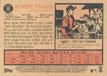 2011 Topps Heritage #50 Albert Pujols Back