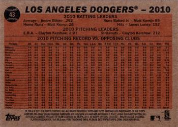 2011 Topps Heritage #43 Los Angeles Dodgers Back