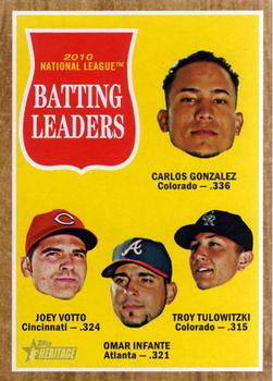 2011 Topps Heritage #52 Carlos Gonzalez / Joey Votto / Omar Infante / Troy Tulowitzki Front