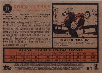 2011 Topps Heritage #69 Cory Luebke Back