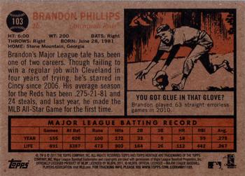 2011 Topps Heritage #103 Brandon Phillips Back