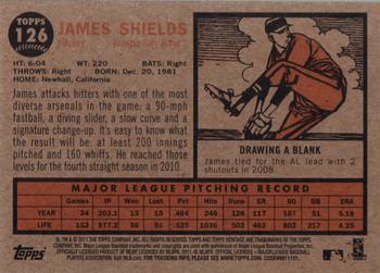 2011 Topps Heritage #126 James Shields Back