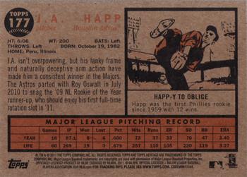 2011 Topps Heritage #177 J.A. Happ Back