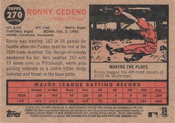 2011 Topps Heritage #270 Ronny Cedeno Back