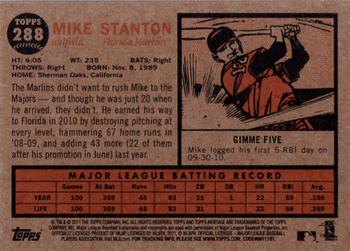 2011 Topps Heritage #288 Mike Stanton Back