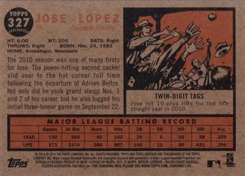 2011 Topps Heritage #327 Jose Lopez Back