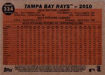 2011 Topps Heritage #334 Tampa Bay Rays Back