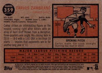 2011 Topps Heritage #359 Carlos Zambrano Back