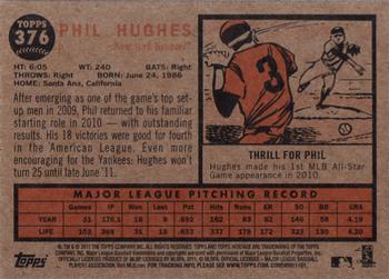 2011 Topps Heritage #376 Phil Hughes Back