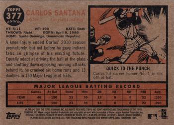 2011 Topps Heritage #377 Carlos Santana Back