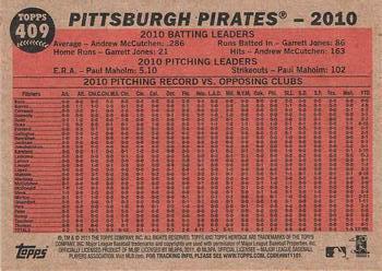 2011 Topps Heritage #409 Pittsburgh Pirates Back