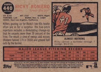 2011 Topps Heritage #440 Ricky Romero Back