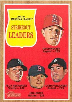 2011 Topps Heritage #59 Jered Weaver / Felix Hernandez / Jon Lester / Justin Verlander Front