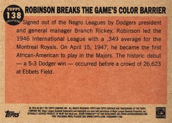 2011 Topps Heritage #138 Robinson Breaks the Game's Color Barrier Back
