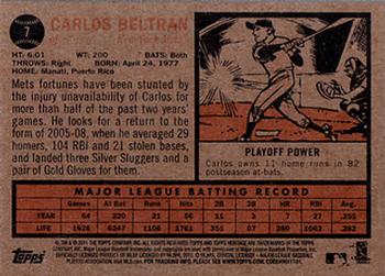 2011 Topps Heritage #7 Carlos Beltran Back