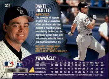 1995 Pinnacle - Artist's Proofs #336 Dante Bichette Back
