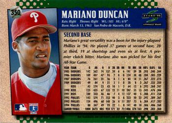 1995 Score #350 Mariano Duncan Back