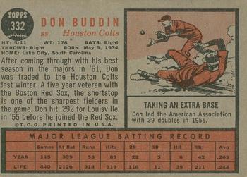 2011 Topps Heritage - 50th Anniversary Buybacks #332 Don Buddin Back