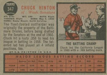 2011 Topps Heritage - 50th Anniversary Buybacks #347 Chuck Hinton Back