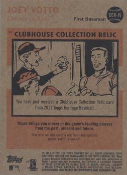 2011 Topps Heritage - Clubhouse Collection Relics #CCR-JV Joey Votto Back