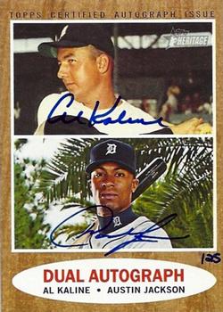 2011 Topps Heritage - Real One Dual Autographs #RODA-KJ Al Kaline / Austin Jackson Front