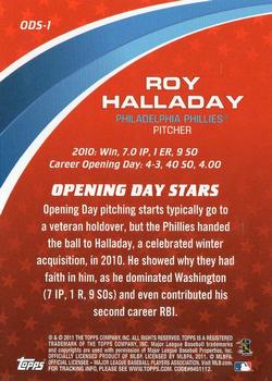 2011 Topps Opening Day - Opening Day Stars #ODS-1 Roy Halladay Back