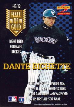 1995 Score - Hall of Gold #HG19 Dante Bichette Back