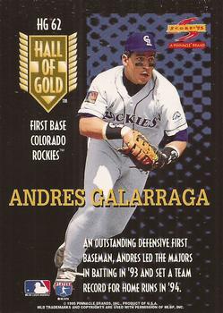 1995 Score - Hall of Gold #HG62 Andres Galarraga Back