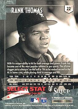 1995 Select #22 Frank Thomas Back