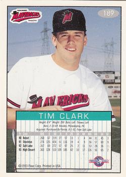 1993-94 Fleer Excel #189 Tim Clark Back