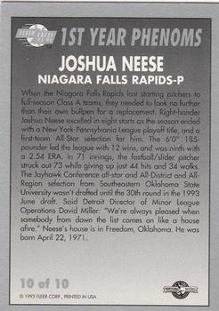 1993-94 Fleer Excel - First Year Phenoms #10 Joshua Neese Back