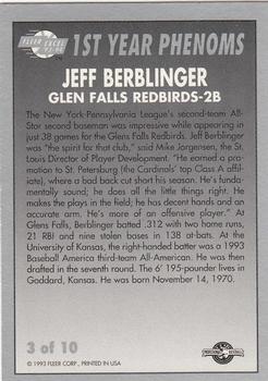 1993-94 Fleer Excel - First Year Phenoms #3 Jeff Berblinger Back