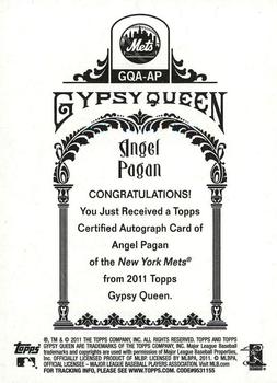 2011 Topps Gypsy Queen - Autographs #GQA-AP Angel Pagan Back