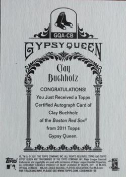 2011 Topps Gypsy Queen - Autographs #GQA-CB Clay Buchholz Back