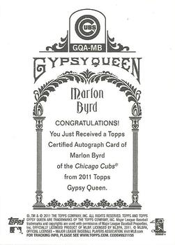 2011 Topps Gypsy Queen - Autographs #GQA-MB Marlon Byrd Back