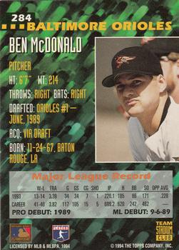 1994 Stadium Club Team #284 Ben McDonald Back