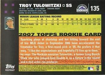 2011 Topps - 60 Years of Topps Original Back #135 Troy Tulowitzki Back