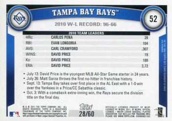 2011 Topps - Black #52 Tampa Bay Rays Back