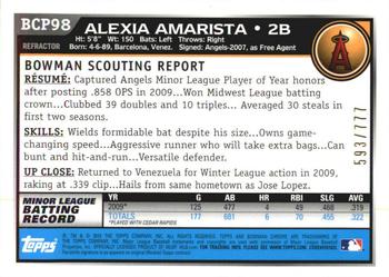 2010 Bowman - Chrome Prospects Refractors #BCP98 Alexi Amarista Back