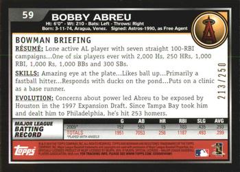 2010 Bowman - Orange #59 Bobby Abreu Back