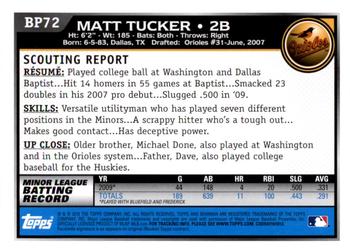 2010 Bowman Chrome - Prospects Black #BP72 Matt Tucker Back