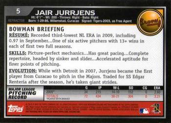 2010 Bowman Chrome - Refractors #5 Jair Jurrjens Back