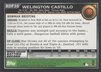 2010 Bowman Draft Picks & Prospects - Gold #BDP36 Welington Castillo Back