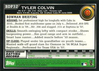 2010 Bowman Draft Picks & Prospects - Chrome #BDP32 Tyler Colvin Back