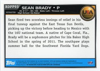2010 Bowman Draft Picks & Prospects - Chrome Prospects #BDPP93 Sean Brady Back