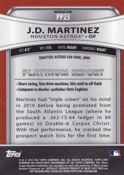 2010 Bowman Platinum - Prospects Purple Refractors #PP23 J.D. Martinez Back