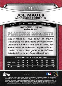 2010 Bowman Platinum - Refractors #14 Joe Mauer Back